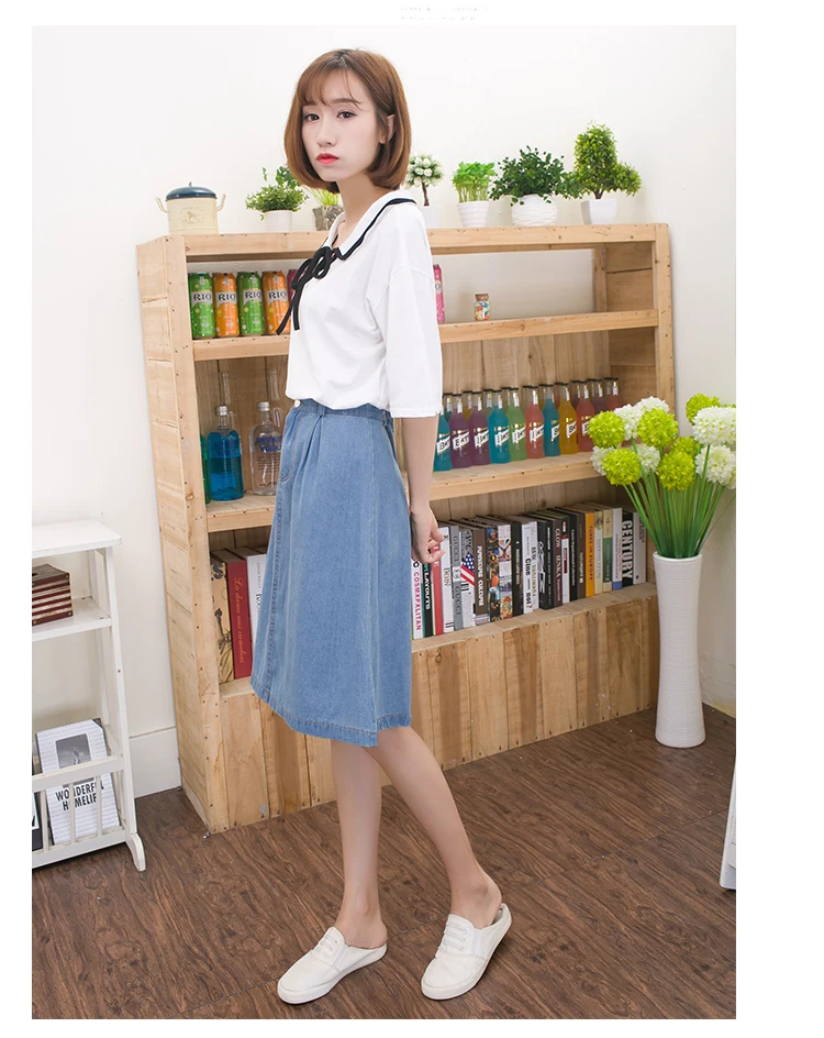 Jielur Корейская мода джинсовые юбки женские A line Harajuku Faldas Mujer Moda джинсовая юбка летние темно-синие свободные женские джинсовые юбки юбка высокая талия S-L юбка с высокой талией Прямая поставка