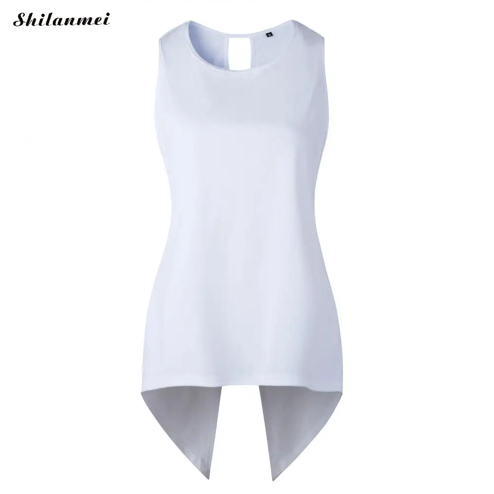 Womens Tops and Blouses Sleeveless Feminine Blouse Shirt 2018 Causal Loose Female Cross Irregular O-Neck Summer for Women |