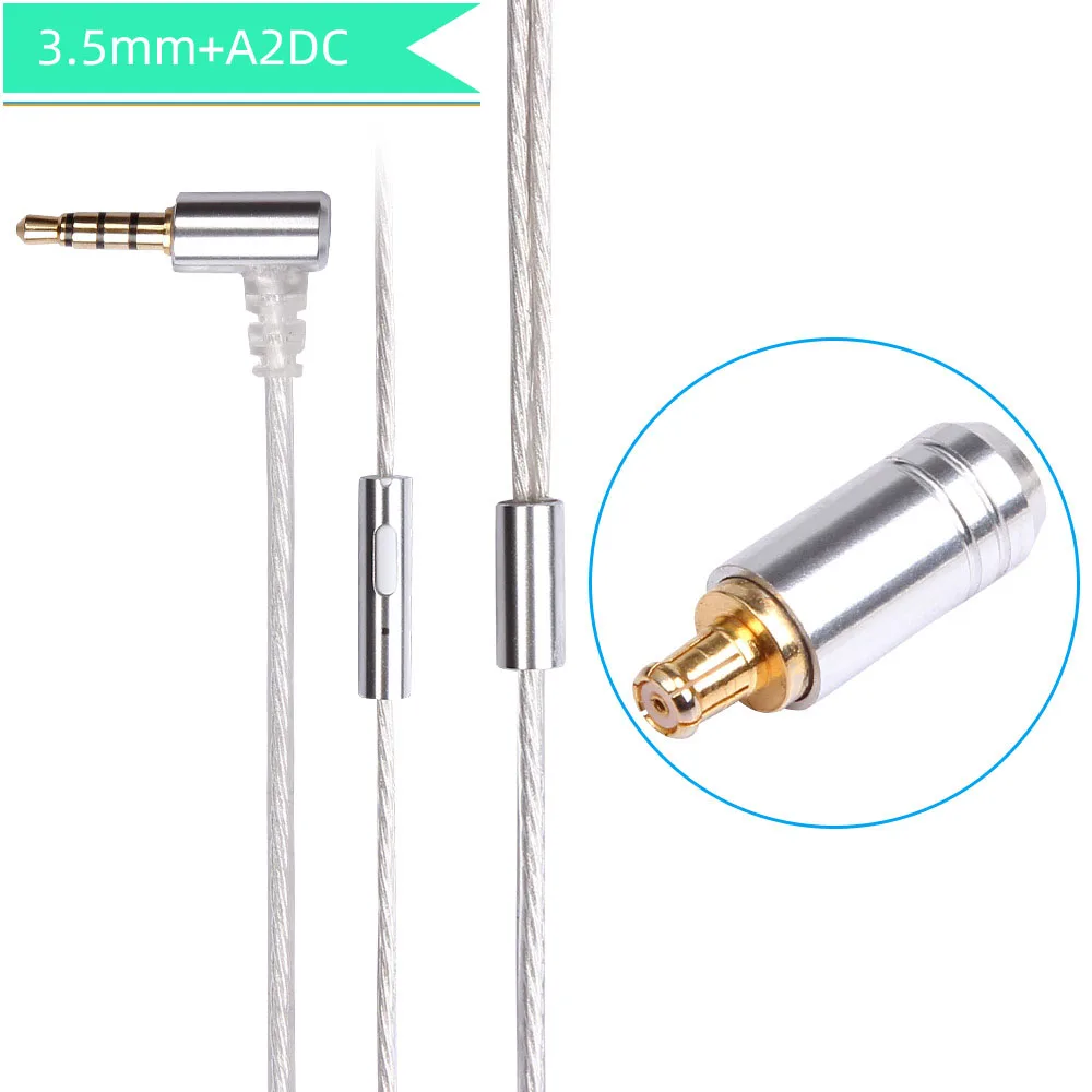 White A2DC 3.5mm FDBRO Серебристые наушники MMCX A2DC 2Pin IE80 IM кабель 3,5 мм с микрофоном сменный провод для наушников SE215 SE425 SE535 - Цвет: White A2DC 3.5mm