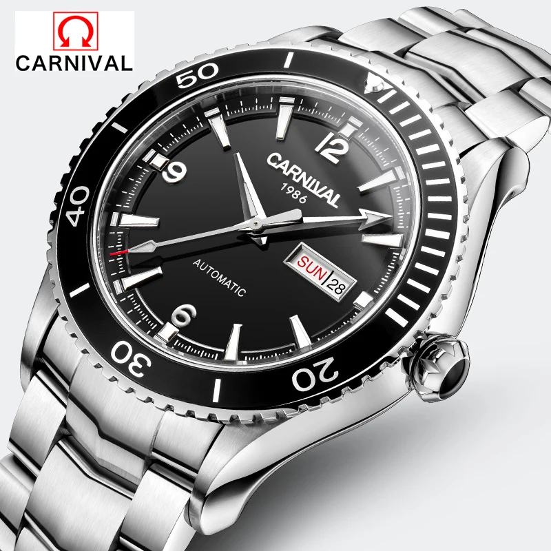 

2017 CARNIVAL DESIGN Mens Automatic Mechanical Watches Men Military Sport Luminous Watch Male Clock Wristwatch Relogio Masculino
