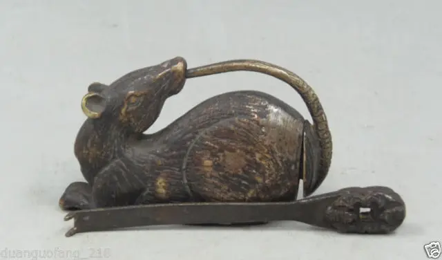 Китайская Бронзовая фольклорная статуя фэн-шуй мыши зодиака года скульптура