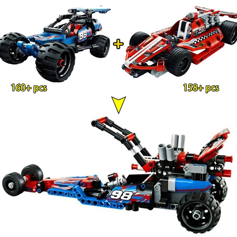 Обновленная Совместимость Legoed Technic Trucks Pull Back Racer Car Moto Набор строительных блоков F1