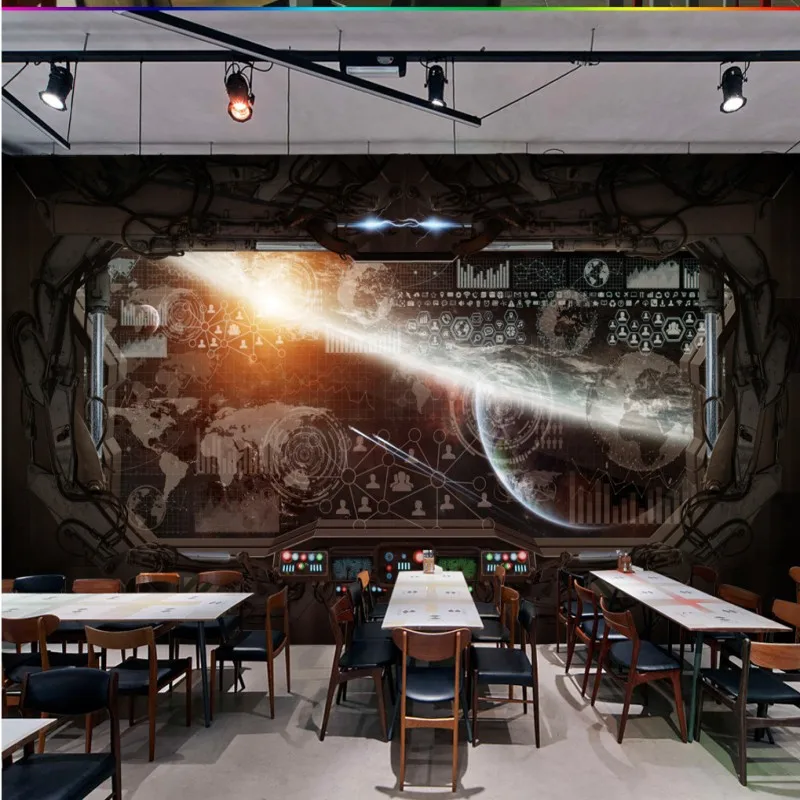Настенные 3D обои на заказ стерео для ресторана игровая комната космос кабина