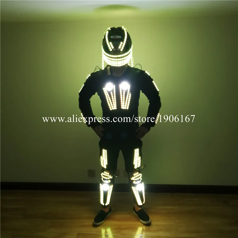 RGB красочные светодиодные светящиеся панцири робот танцевальный костюм растущий