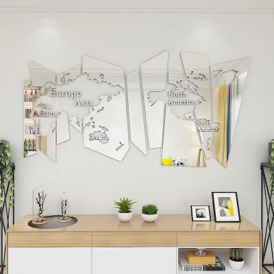 Mirror silver В скандинавском стиле Ins креативная карта DIY Детская комната спальня гостиная ТВ фон настенные украшения 3D акриловые наклейки на стену - Цвет: Mirror silver