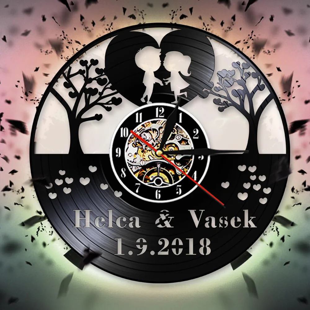 3D настенные часы с изображением дерева любви индивидуальные имена на заказ