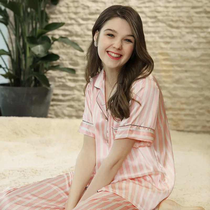 Smmoloa/оптовая продажа женская шелковая атласная пижама с коротким рукавом +