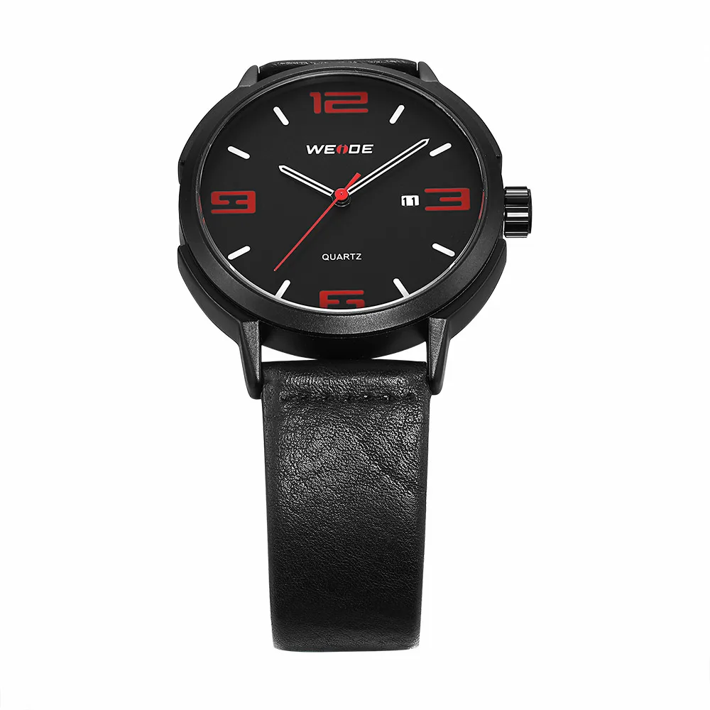 WEIDE Брендовые Часы Мужские Роскошные автоматические кожаные часы Аналоговые
