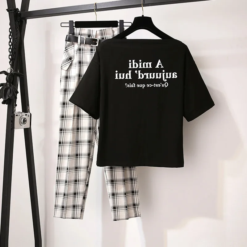 ICHOIX комплект из 2 предметов элегантный повседневный черный принт с буквами