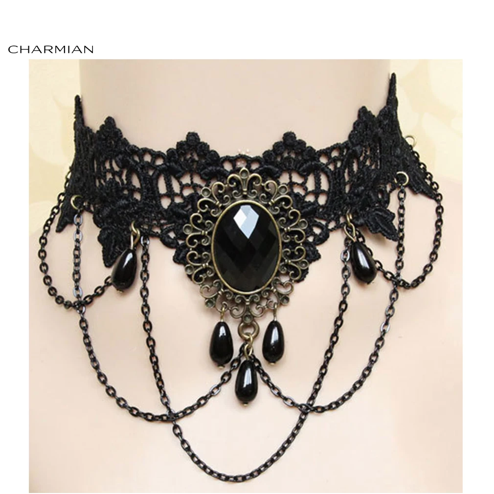 Элегантное винтажное готическое викторианское кружевное ювелирное изделие Charmian