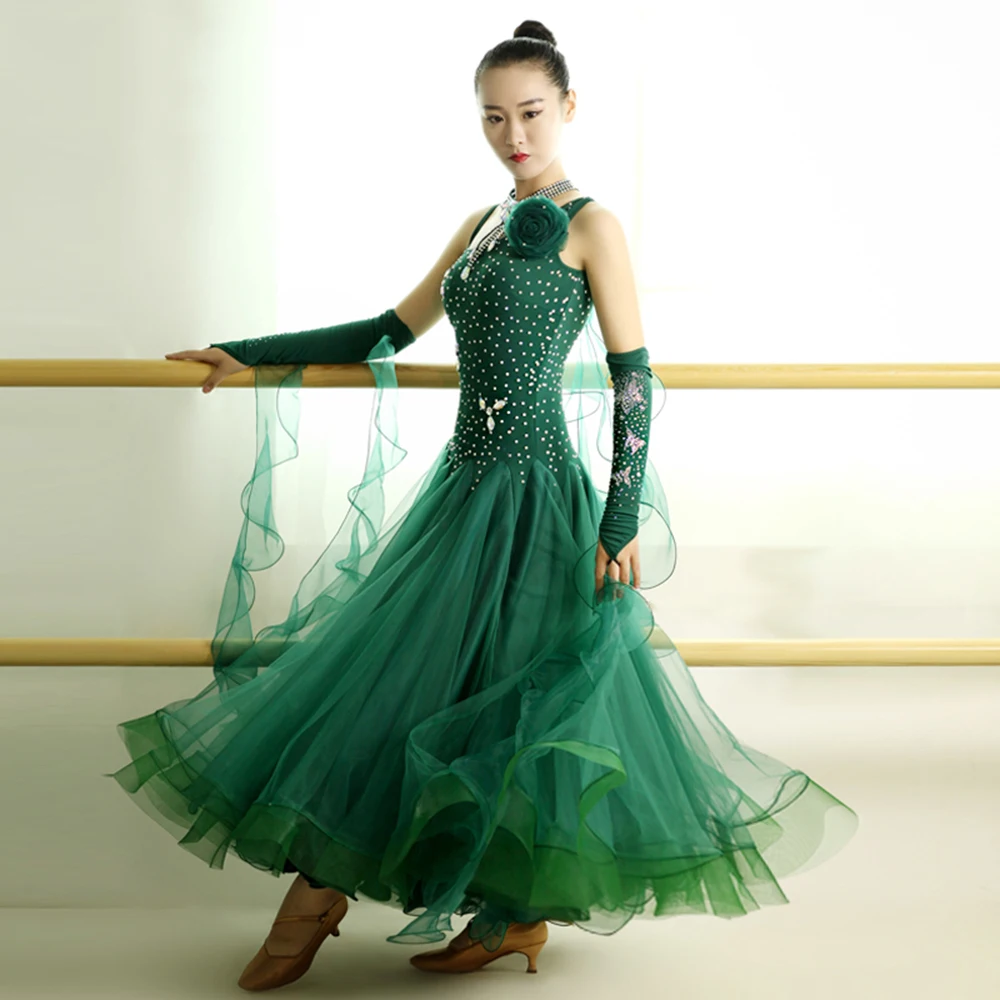 2018 женское платье для бальных танцев стразы и Тюлевое с цветочным ожерельем