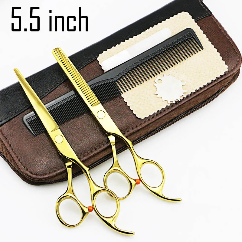 5.5inch 2 ножницы+ 1 сумка 5,5/6 дюймов Высокое качество Профессиональные Парикмахерские ножницы для стрижки волос Парикмахерские ножницы наборы Истончение Салон - Цвет: 5.5inch