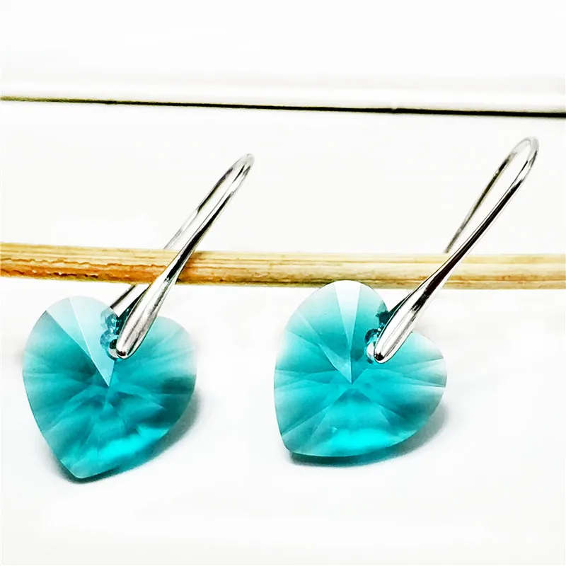 SHDEDE в форме сердца с кристаллами от Swarovski длинные висячие вечерние серьги для женщин Высокое качество Модный подарок на день рождения-256