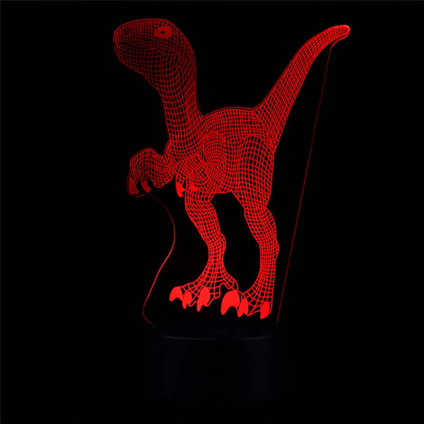 Динозавсветодиодный р LED 3D подсветкой лампы USB оптический стол ночник с 7 цветов Изменение Дистанционное управление визуализации Illusi D#3
