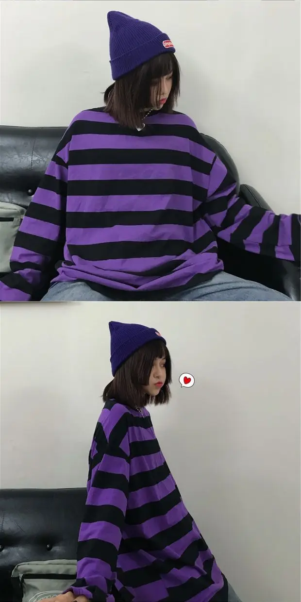YouGeMan модная футболка Топ Женская Осенняя Корейская Ulzzang Harajuku Винтажная футболка с длинным рукавом полосатая футболка женские свитшоты