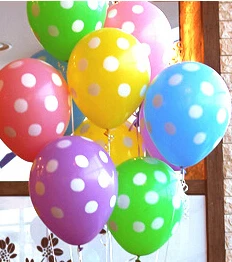 10 шт./лот 12 дюймовые латексные воздушные шары в горошек надувные с принтом для
