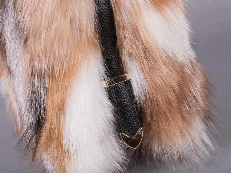 New Brand Girls Women Fashion Handbags Real Fur women Tote Bags Large Capacity Fox fur Chian Shoulder BagsTravel Bags 302