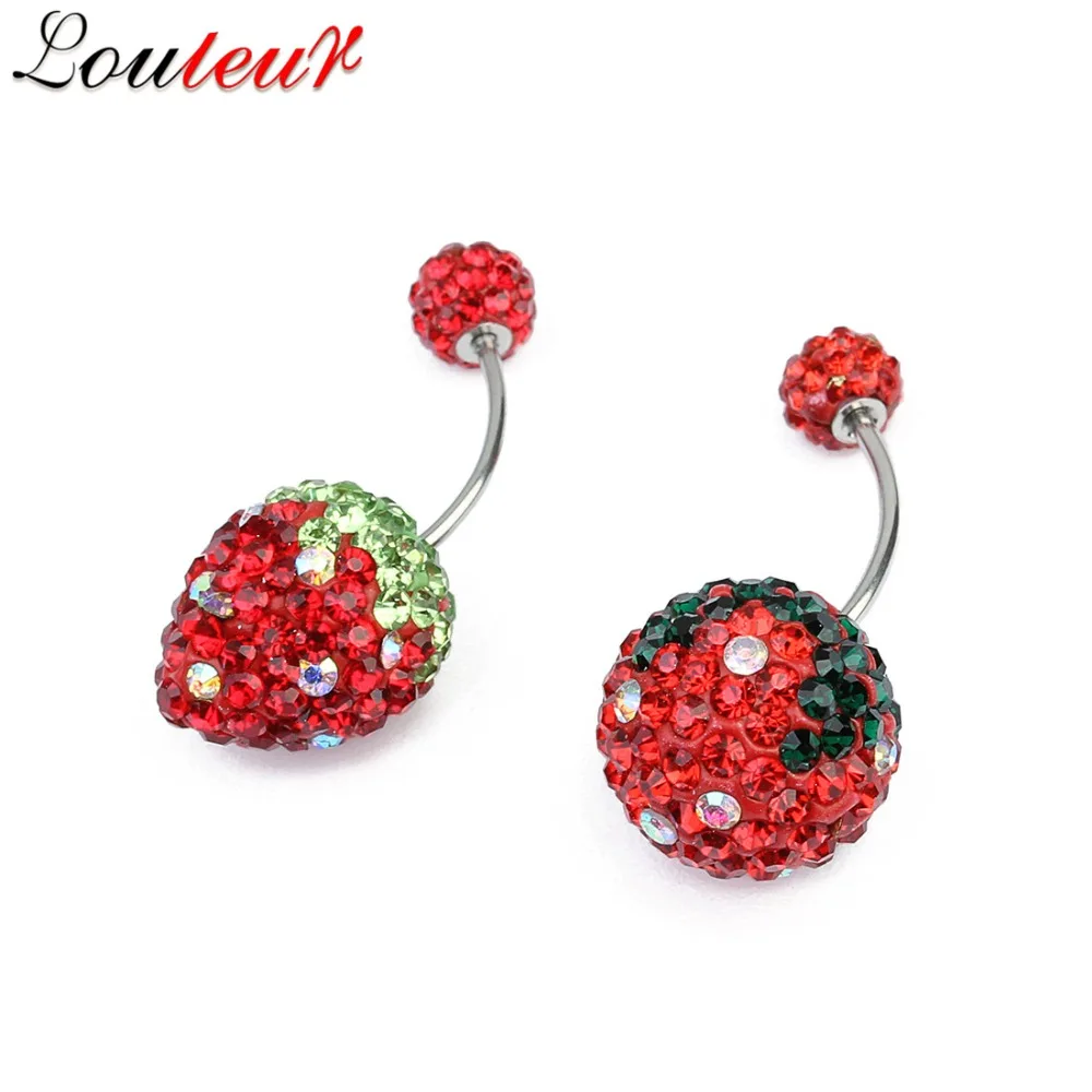 LOULEUR 2017 New Crystal Rhinestone Belly Button Rings Navel Piercing Jewelry Stainless Steel Labret Body |
