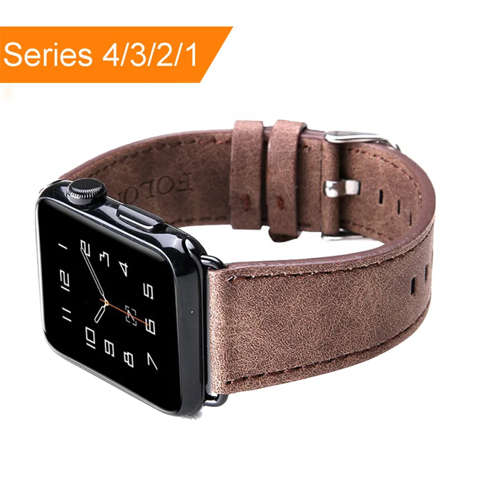 Мужской/женский кожаный ремешок для часов Apple Watch Series 5 4 3 2 1 ремешок для iWatch 5 браслет 44 мм/42 мм/40 мм/38 мм ремешок для часов