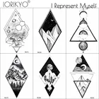 Геометрические черные лунные временные татуировки наклейки женские на руку геометрические горные поддельные татуировки треугольные звезды водостойкие татуировки