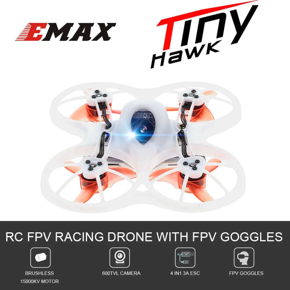 EMAX Tinyhawk RTF 75 мм Мини Бесщеточный Дрон 600TVL камера RC вертолет Бесплатная FPV очки