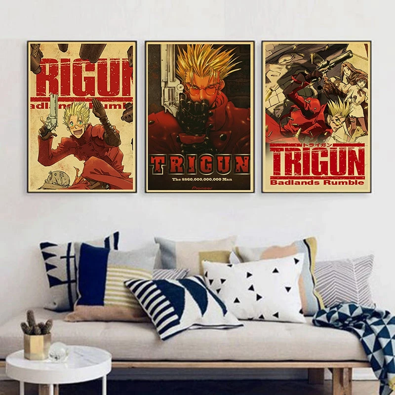 Японское аниме Trigun максимальный Каратель Vash the Stampede винтажный бумажный плакат настенная живопись украшение дома 42X30 см 30X21 см