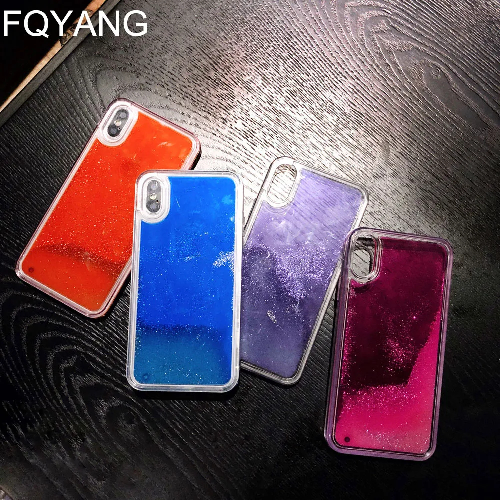 FQYANG жидкий песок чехол для iPhone X XS MAX XR 7 8 плюс световой зыбучие пески Твердый