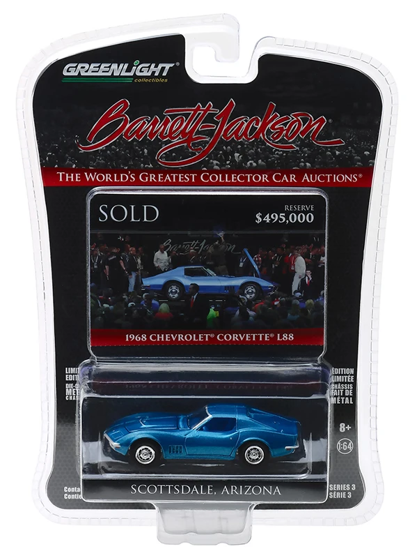Игрушечный автомобиль GreenLight 1:64 1968 CHEVRO LET CORVETTE L88 игрушечный из сплава игрушки для