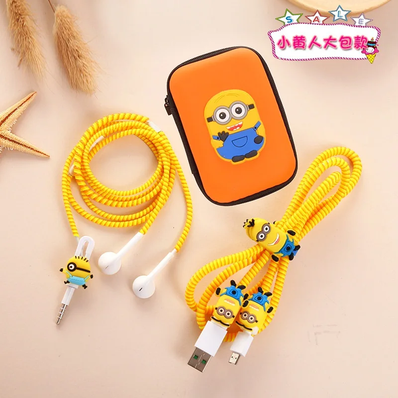 9 for Android 3 в 1 для телефона Android usb кабель для зарядки наушников протектор для сматывания кабеля тпу спиральный шнур протектор с футляр для наушников сумка - Цвет: 9 for Android