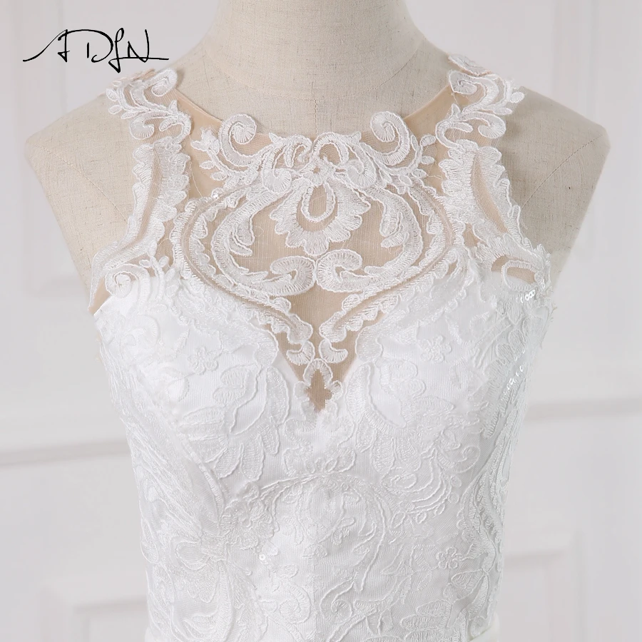 ADLN Новое пикантное свадебное платье Vestido De Novia с круглым вырезом Аппликация без рукавов свадебное платье с юбкой-годе Robe De Mariage на пуговицах