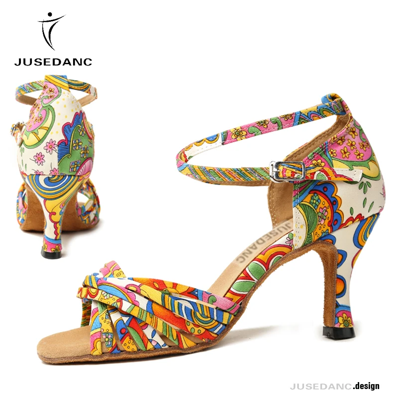 Туфли для латиноамериканских танцев IDancing Цветочная обувь бальных на среднем