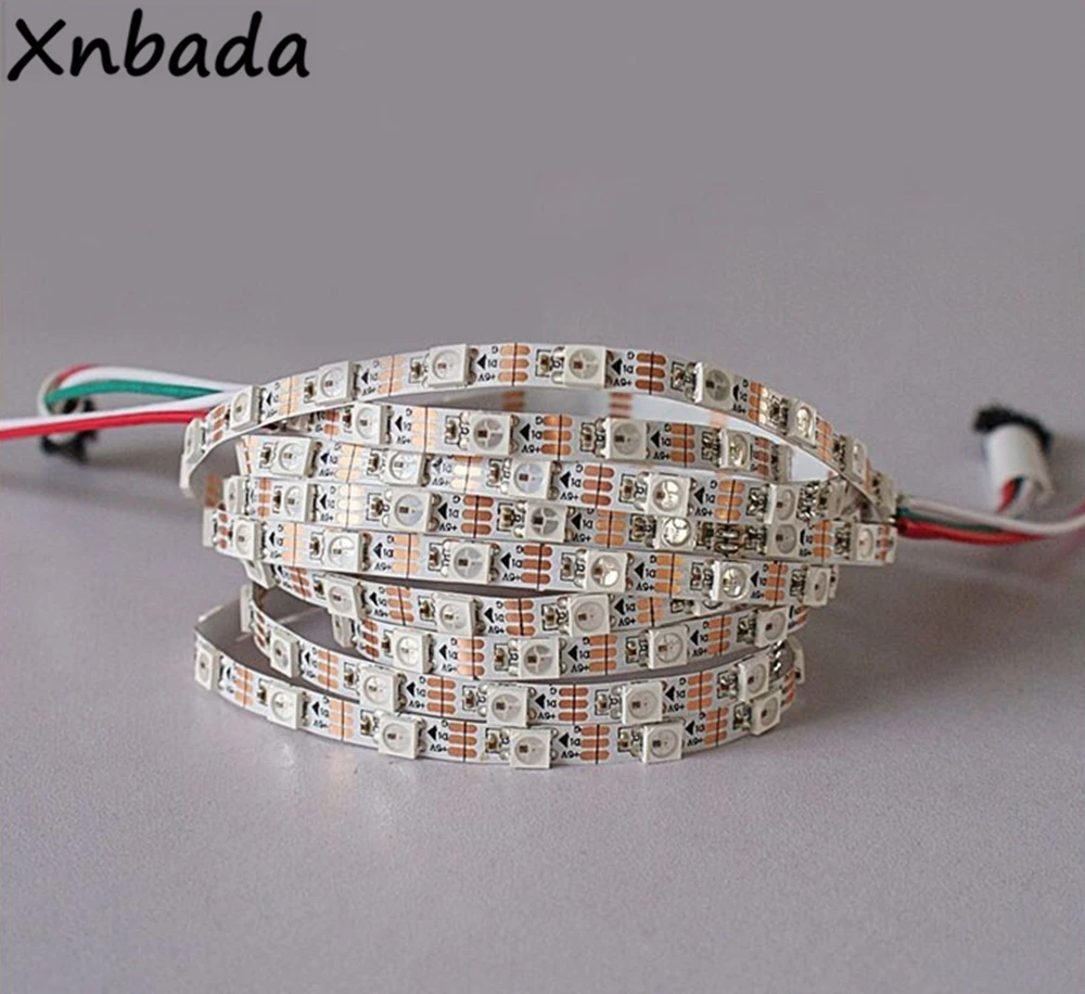 Светодиодная лента WS2812B WS2812 5 мм RGB светильник 60Led/m Withe PCB пиксели/светодиоды/m умная