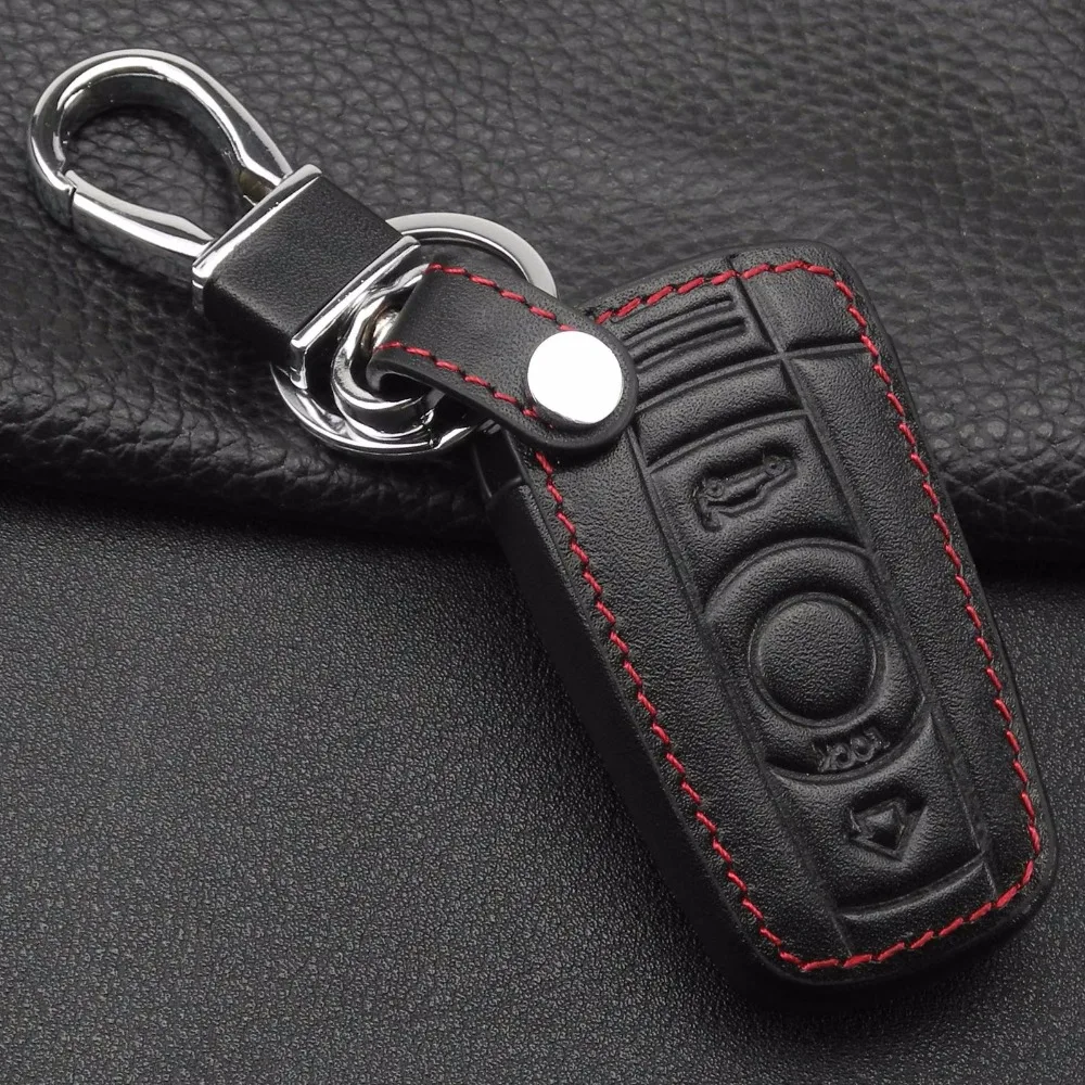 3 кнопки кожаный чехол для ключей автомобиля Стайлинг Обложка BMW 1 5 6 серии ключи