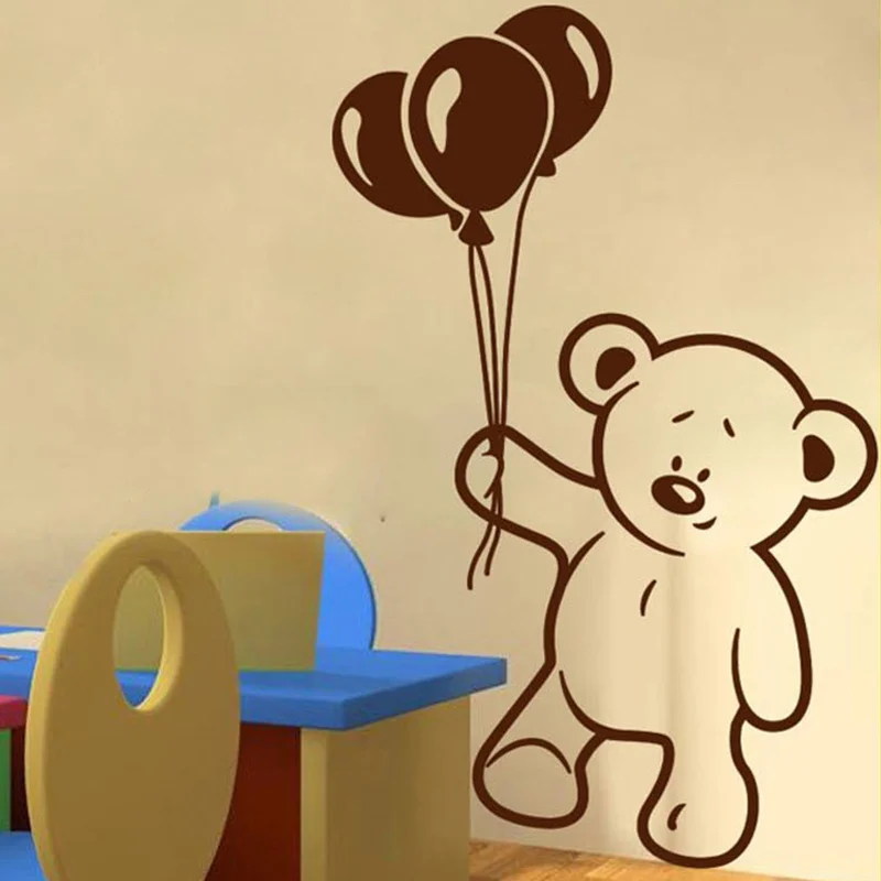 Детские наклейки на стену с изображением медведя и воздушного шара | Дом сад