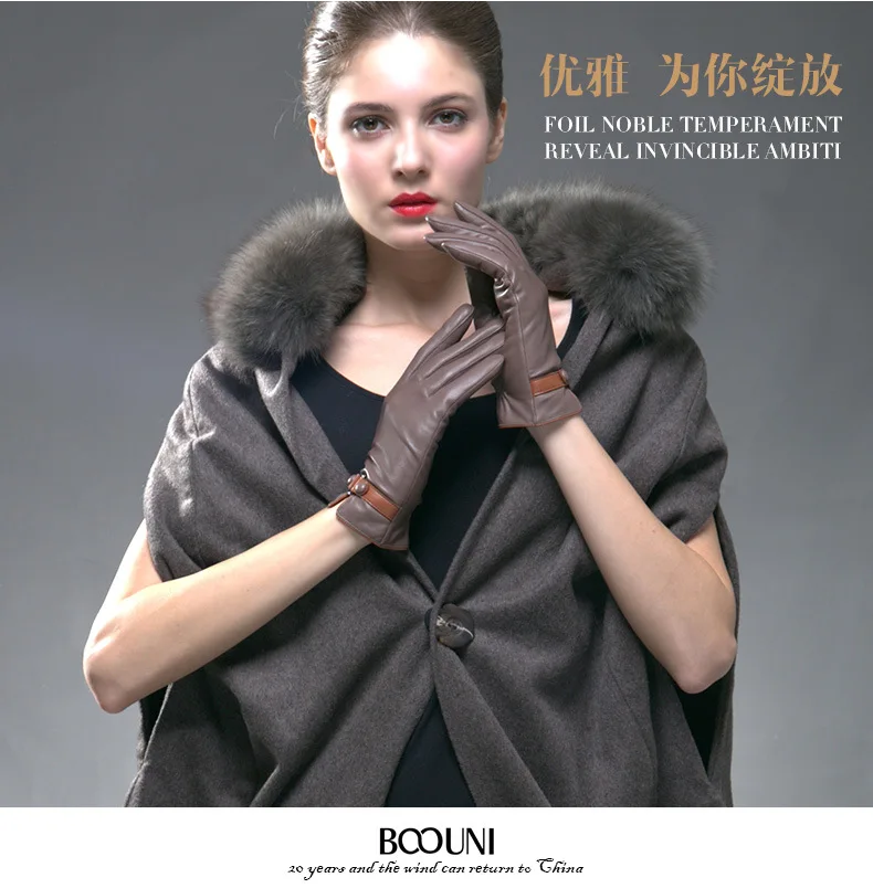 Women Touch Screen Genuine Leather Gloves Ladies Winter Warm Plus Velvet Thickened Mittens Female Casual Fashion Hand Muff H3221