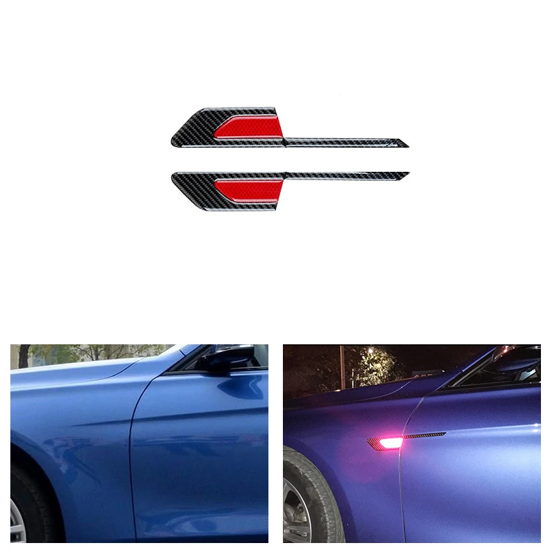 Carbon with Red 2 шт. Универсальный Автомобильный Корпус крыло против царапин отражатель боковая защита края полоски для Honda hyundai Kia Nissan Infiniti - Цвет: Carbon with Red