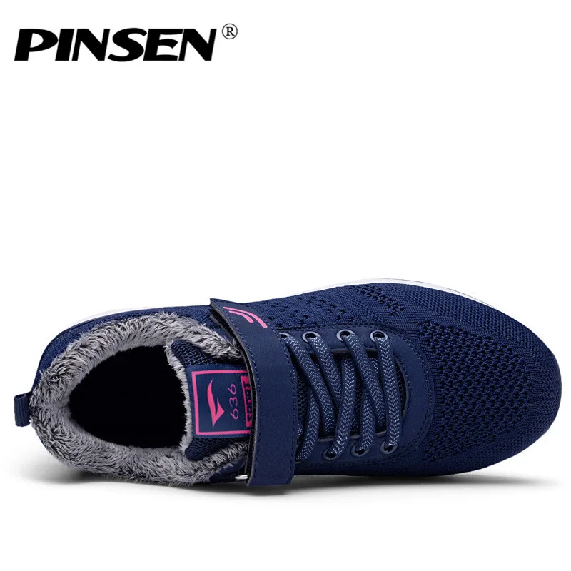 PINSEN/; сезон осень-зима; кроссовки; женская повседневная обувь; обувь на плоской подошве со шнуровкой; женские плюшевые теплые кроссовки; Chaussure Femme