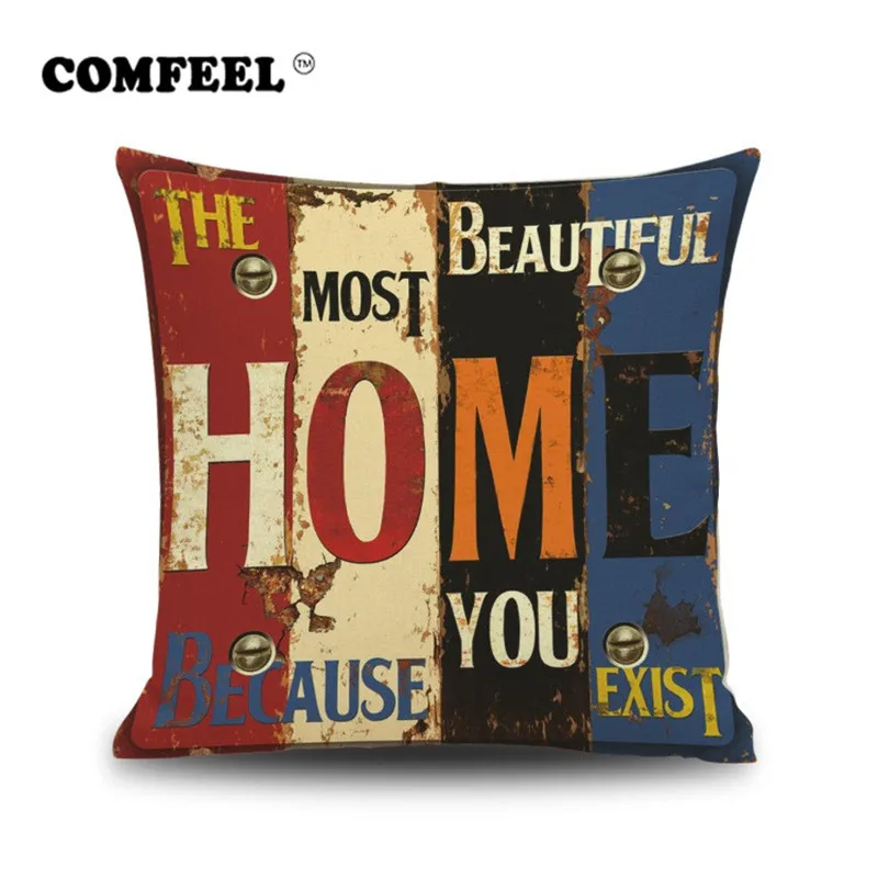 Акварель Стильный Письмо наволочка Офис Бар декоративные лен хлопок домашний