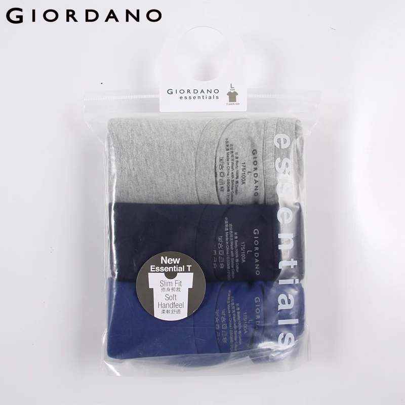 Giordano футболка мужская три простых футболки с круглым воротом и короткими рукавами рубашки мужские выполненные из натурального хлопка