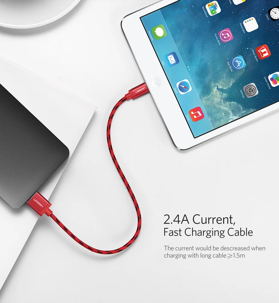 Ugreen для iPhone кабель Lightning-USB кабель для iPhone 8 11 Pro X XR Быстрая зарядка кабель для мобильного телефона USB зарядное устройство Шнур