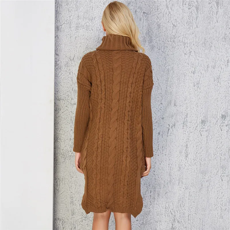QIHUANG Thicken Knitted Pullovers Turtleneck Long Sweater For Women Autumn Winter Twist Knit Lady's 2018 Warm Pull Femme | Женская
