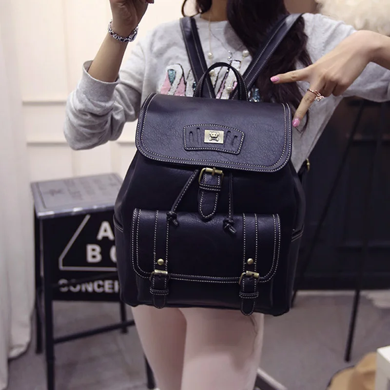 Высокое Качество Kpop Мини Vintage Drawstring Сумка Кожа Рюкзак Женщины Harajuku Популярные