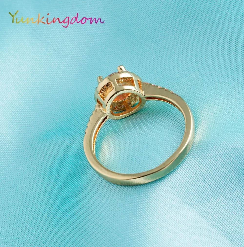 Yunkingdom прекрасный розовый Цирконий обручальные кольца для женщин золото цвет модные украшения