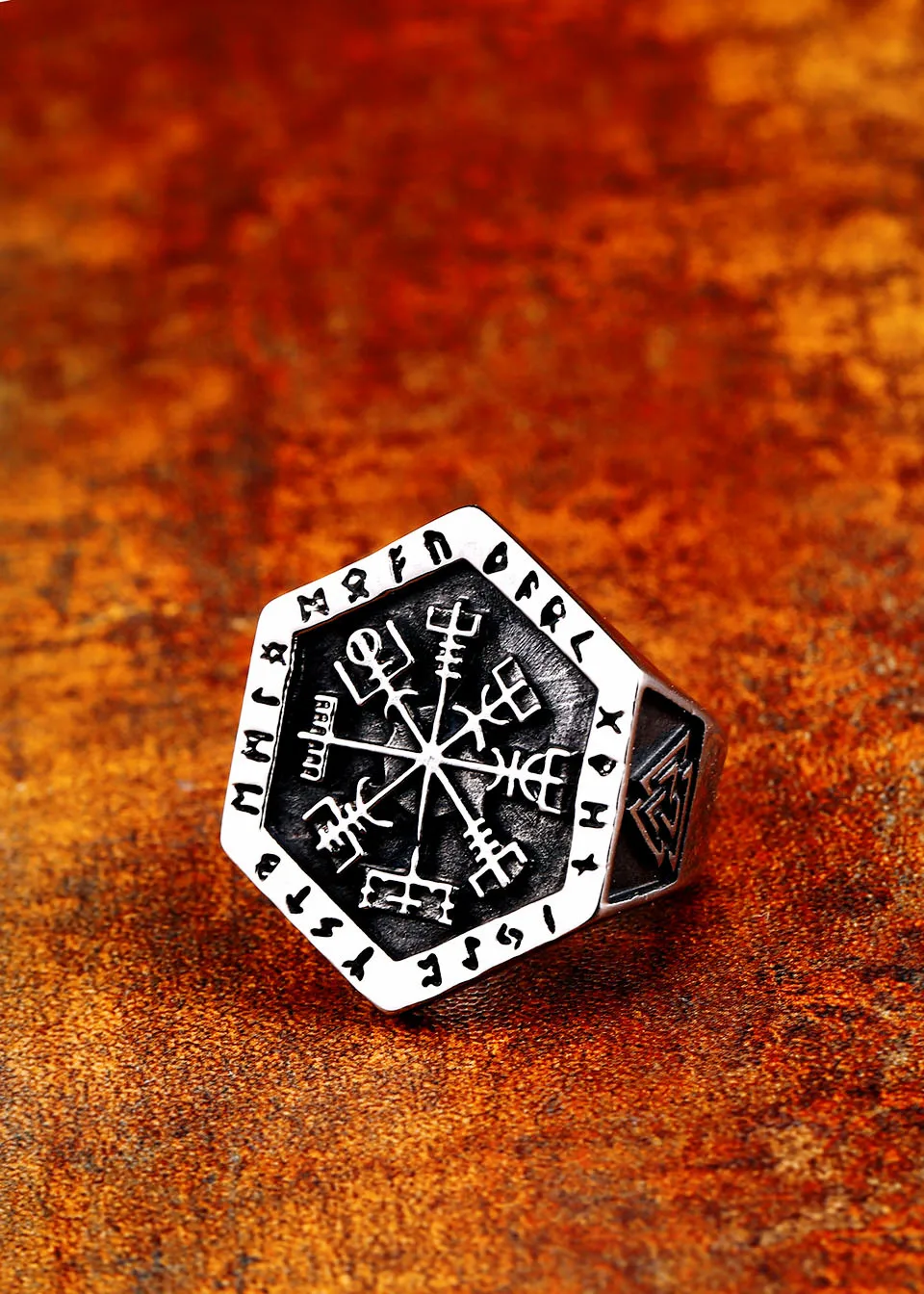 Байер 316L нержавеющая сталь Нос Викинг один Vegvisir амулет Valknut для мужчин скандинавский кольцо модные украшения LR671