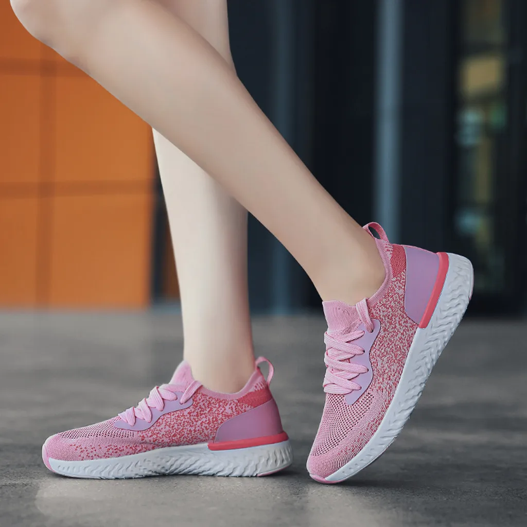 Женские спортивные кроссовки для бега 2019 розовые дышащие упражнений простые