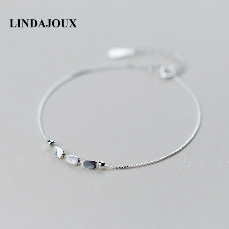 LINDAJOUX милый маленький серебряный шар Шарм 925 пробы Серебряный браслет для женщин |