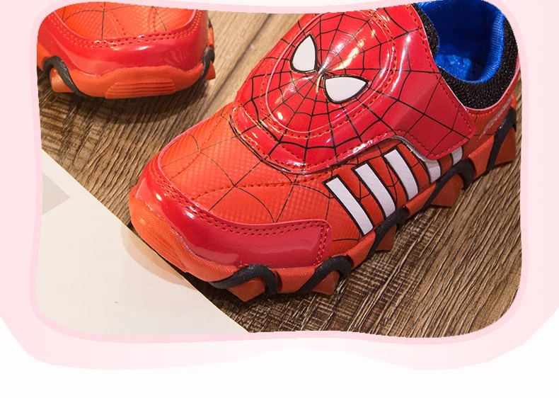 Детские кроссовки из искусственной кожи с рисунком Человека-паука в полоску