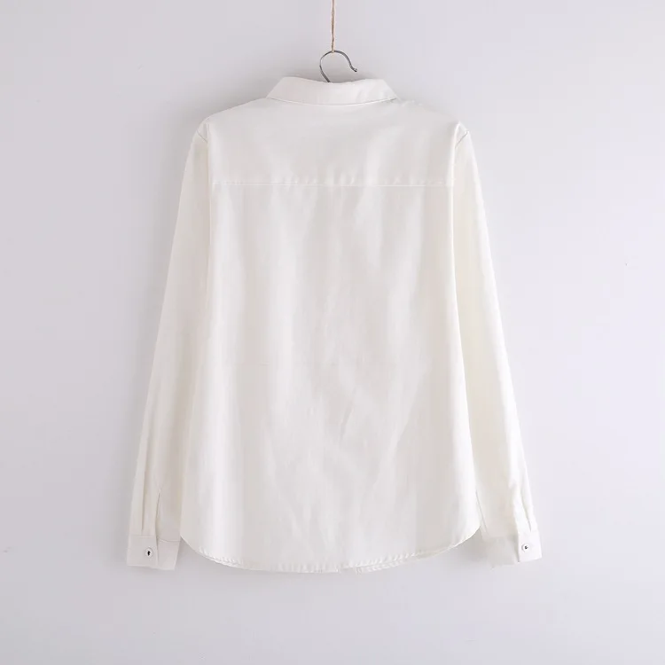 Женская рубашка с длинным рукавом цвет белый материал хлопок рисунок робот.