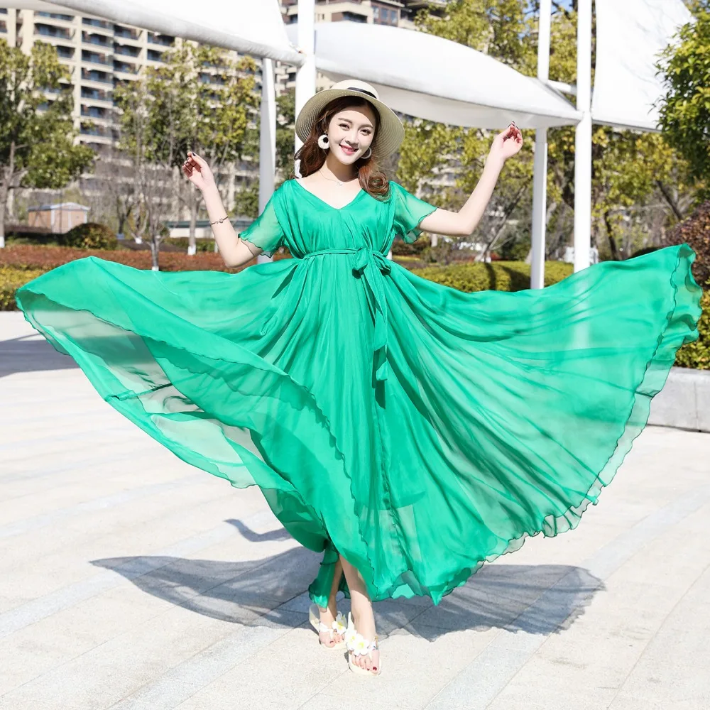 2018 Women's Chiffon Lightweight Bridesmaid Maxi Dress plus size celebrity/graduation/Dinner Beach Wedding Guest Sundress | Женская