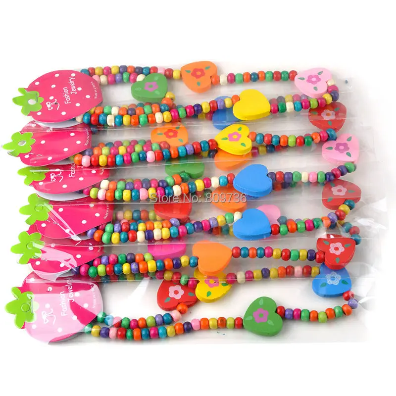 Детский комплект украшений для детей ручной работы деревянные бусы